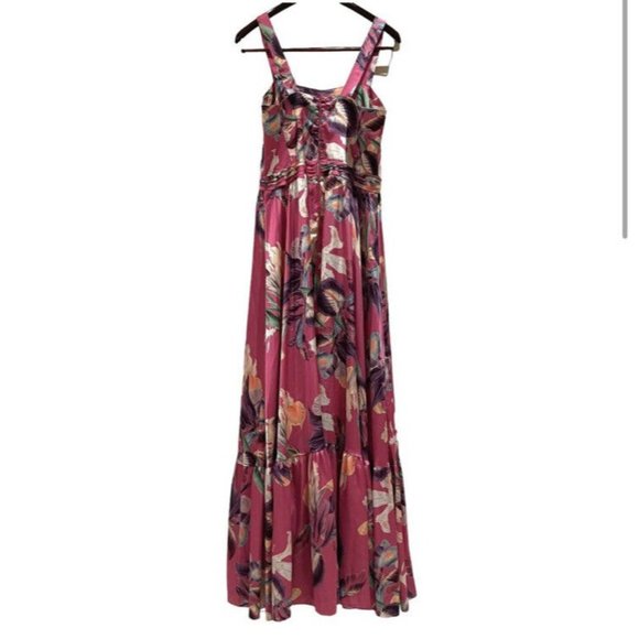PatBO Grace Print One Shoulder Maxi Dress Fuchsia Pink Floral - Picture 6 of 6